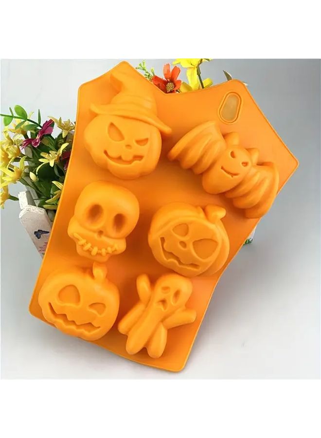 Tangerine 6 Cavity Halloween Bat Pumpkin Skull Silicone Mold For Chocolate Cake Jelly Soap DIY - Image 3